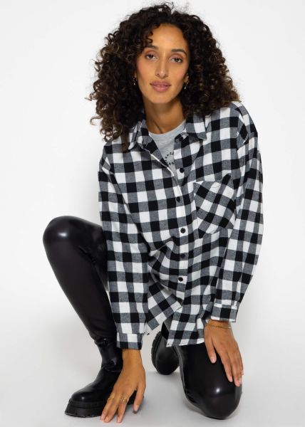Checked blouse shirt - black and white