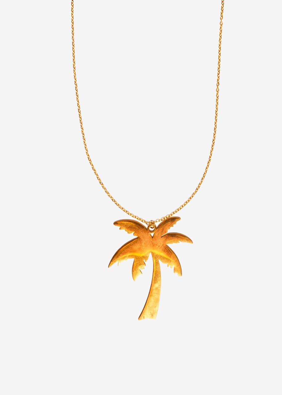 Long necklace with palm tree - gold