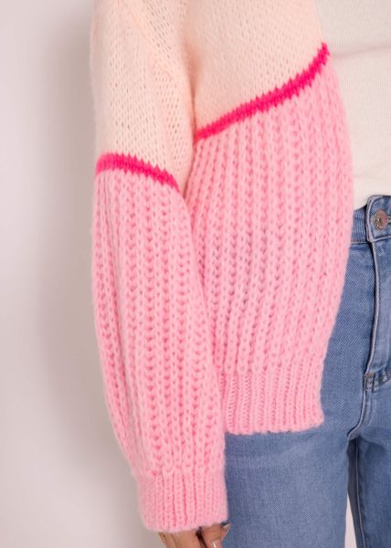 Cardigan with pink stripes, pink