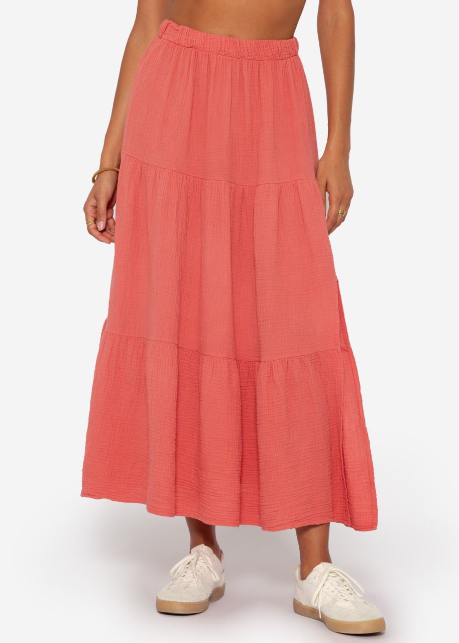 Muslin maxi skirt with slit - lobster