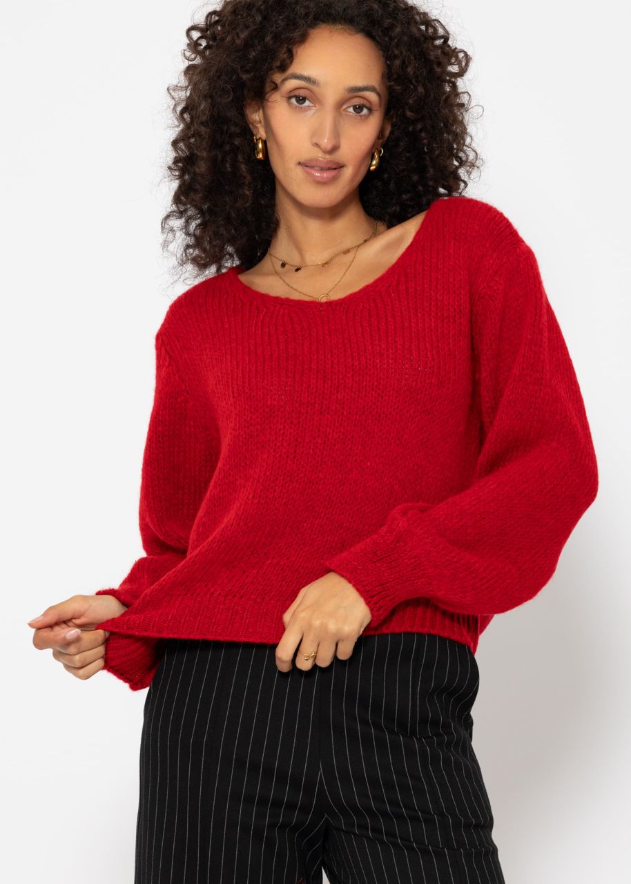 Jumper with V-neck - red