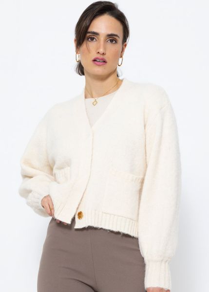 Cardigan with press studs - offwhite