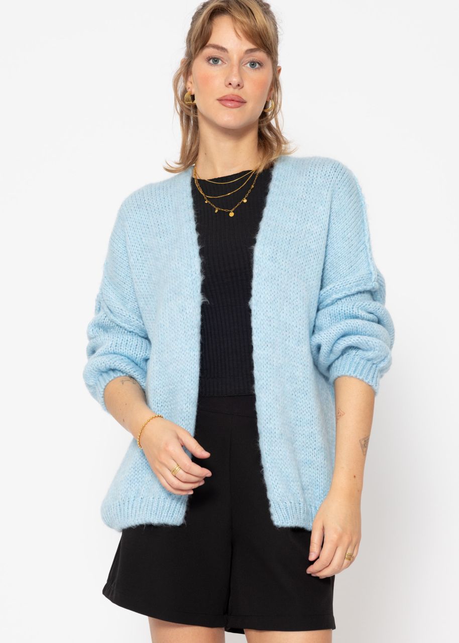 Casual cardigan with outer seams - ice blue