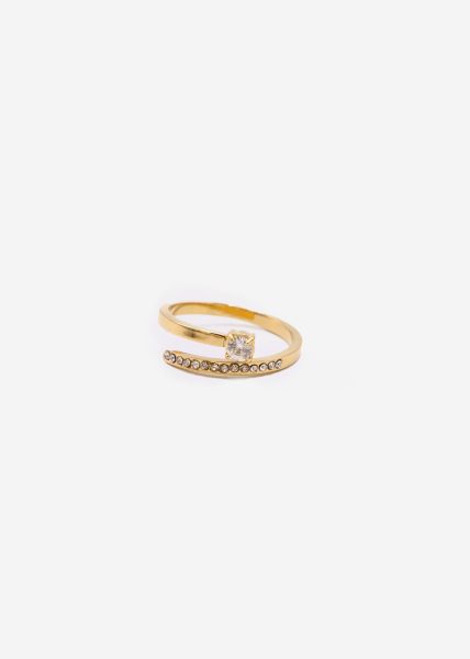 Ring with sparkling stones, gold