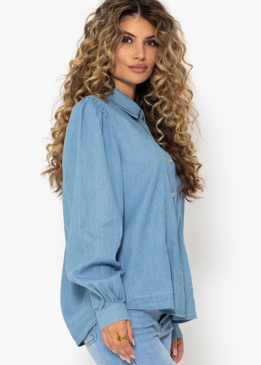 Feminine denim blouse - blue