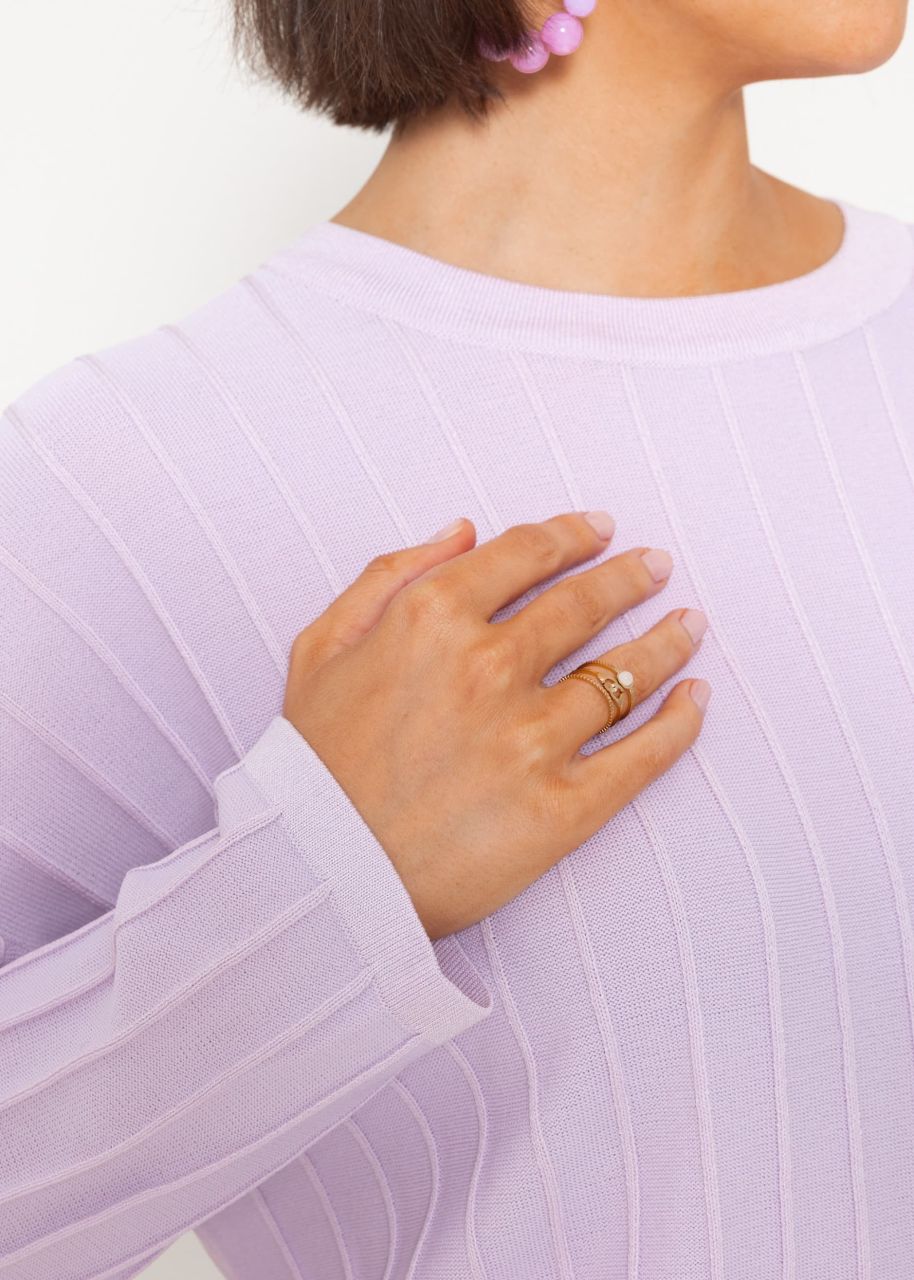 Fine sweater with ribbed texture - lilac