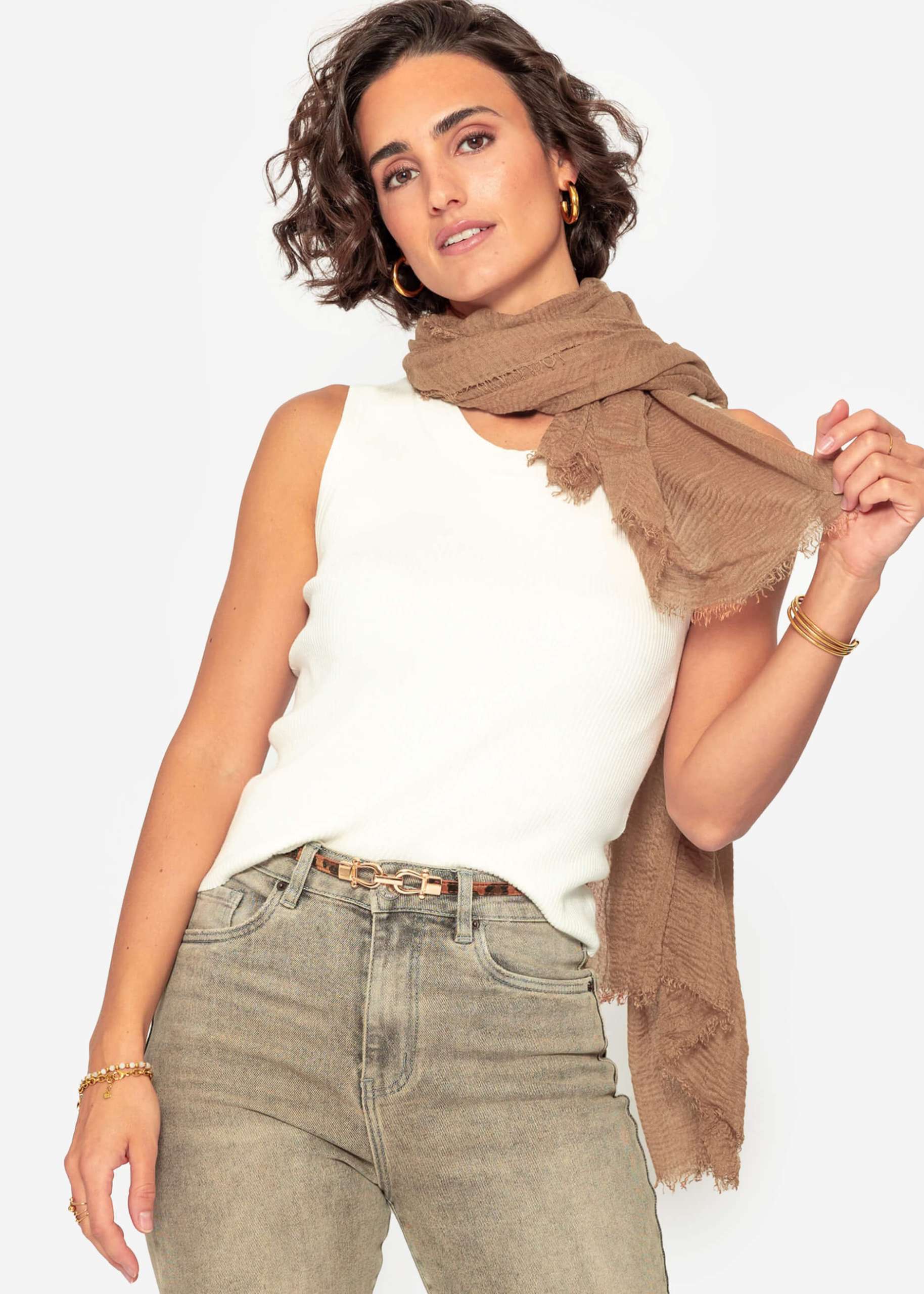 Muslin scarf - light brown