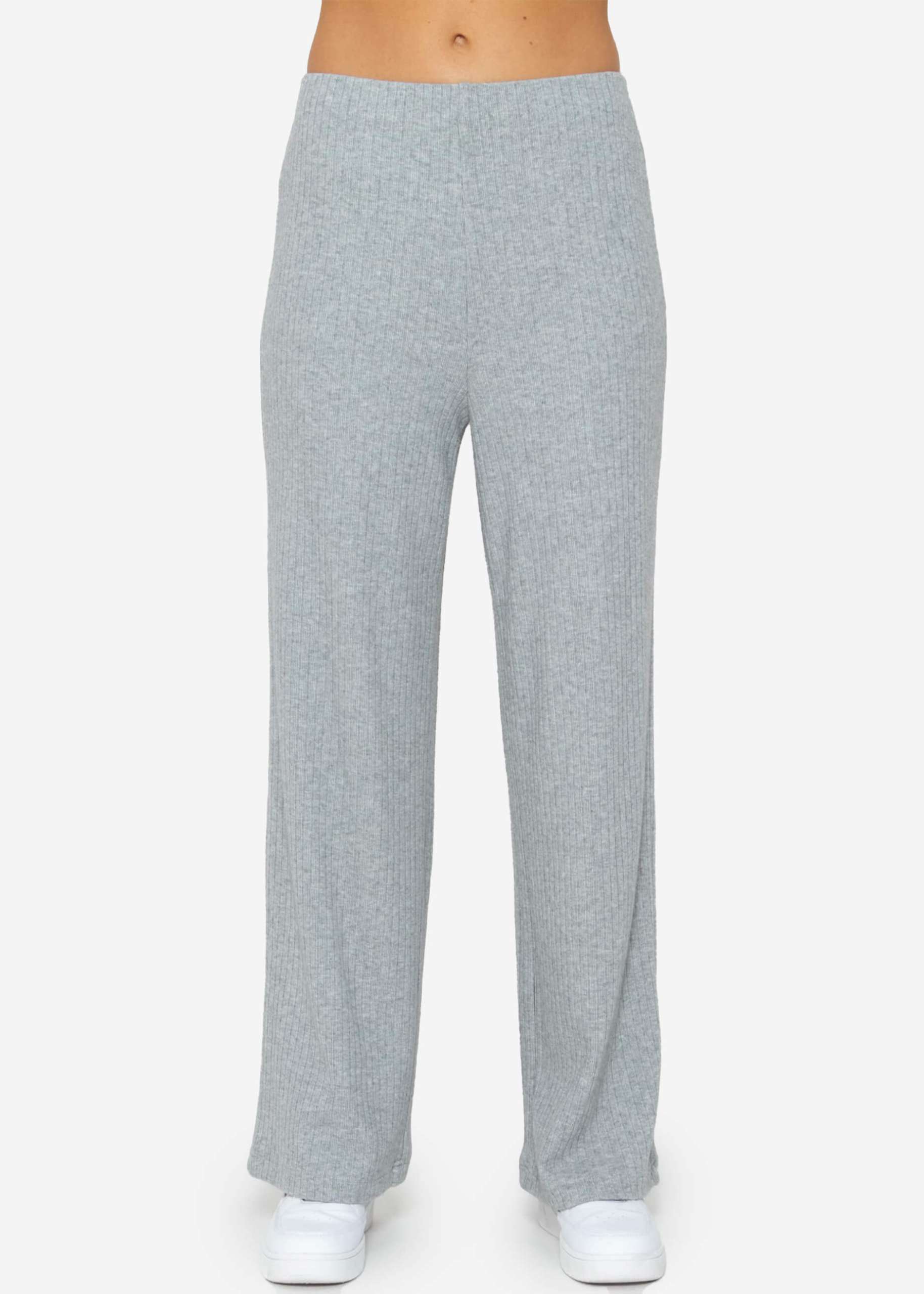 Wide leg ribbed trousers - grey