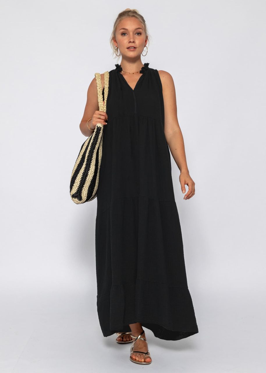 Long muslin dress - black