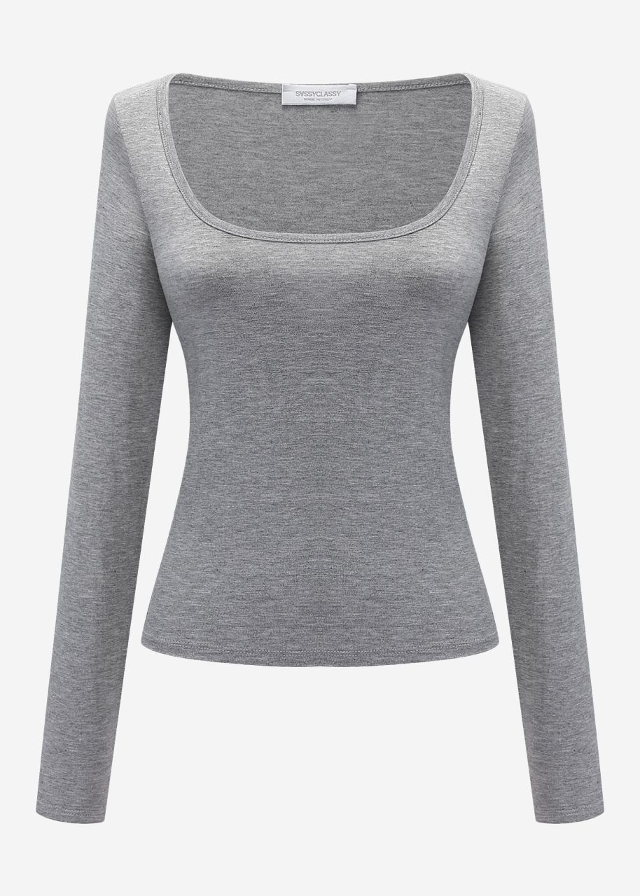 Long sleeve shirt with neckline - gray