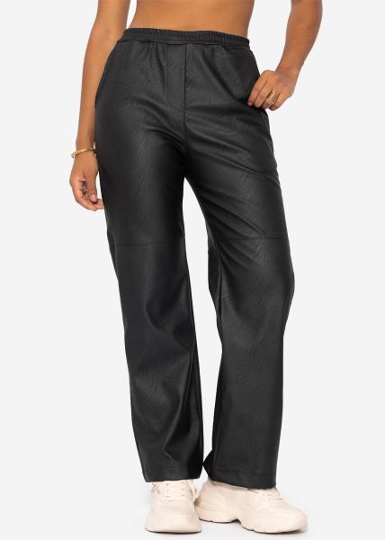 Synthetic leather trousers - black