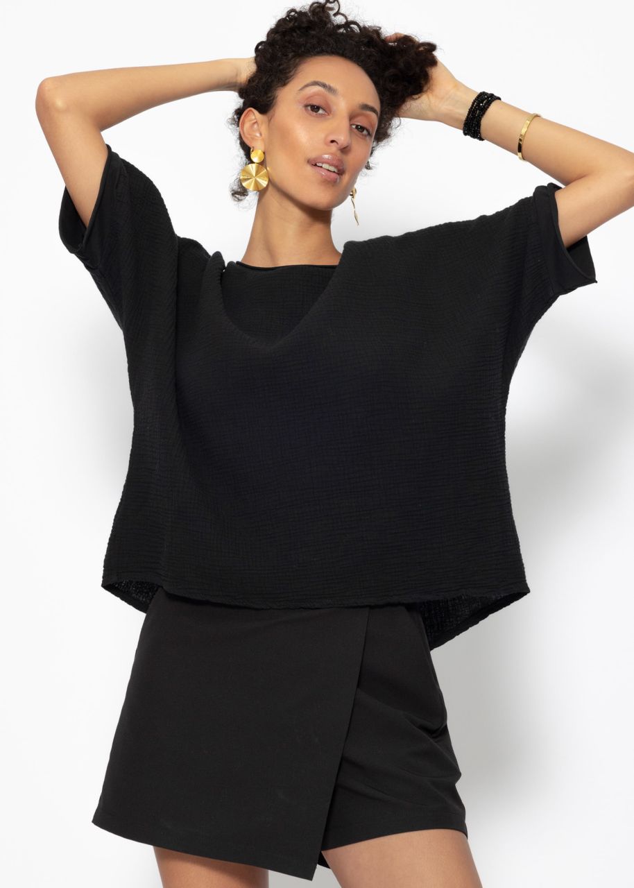 Casual muslin shirt - black