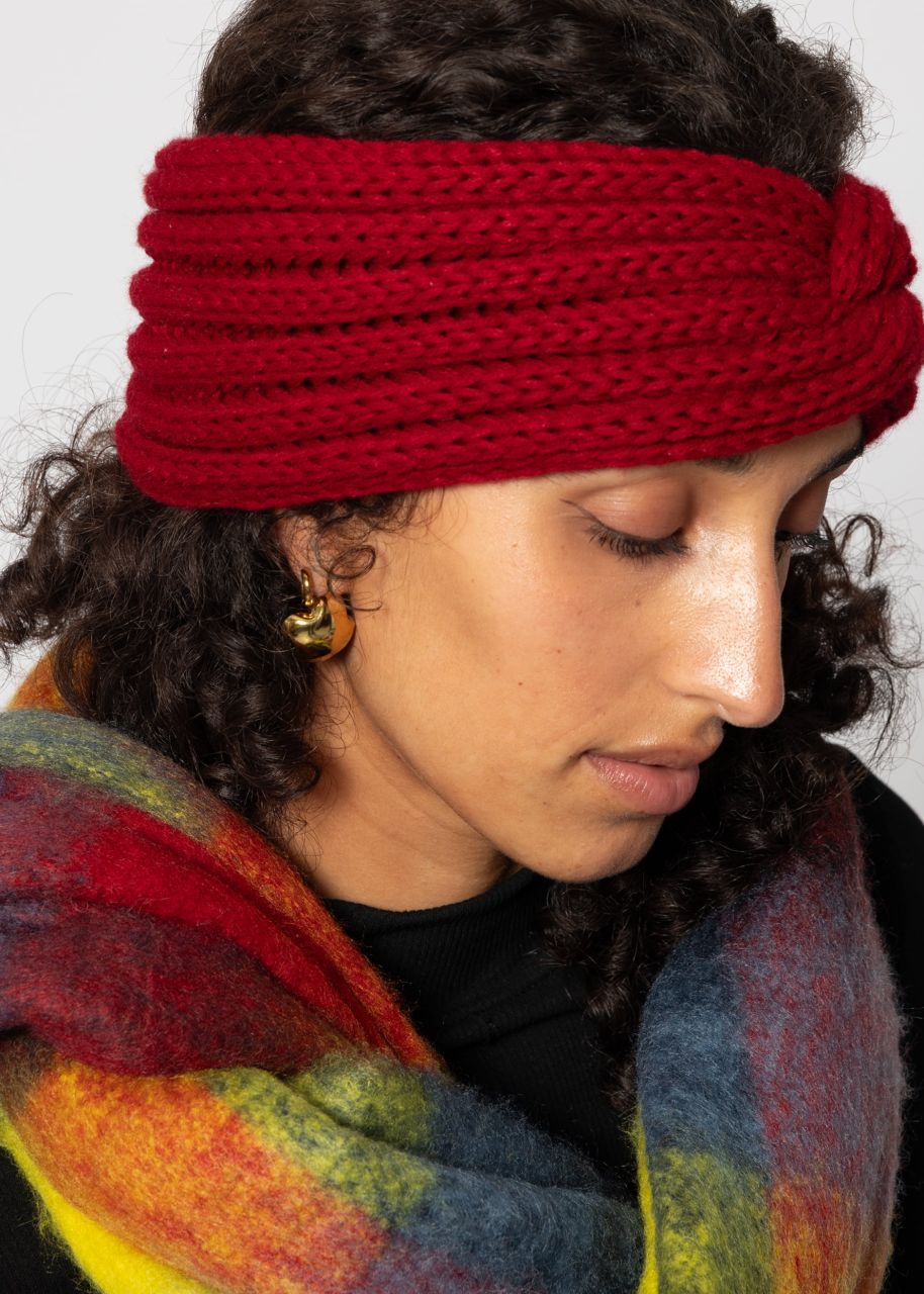 Ribbed knit headband - red