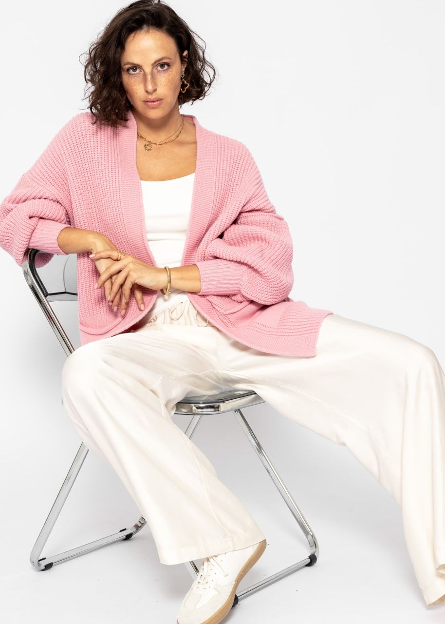 Soft Strick Cardigan mit Taschen - rosa