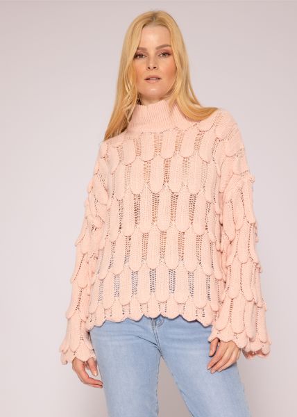 Oversize sweater with pattern, pink
