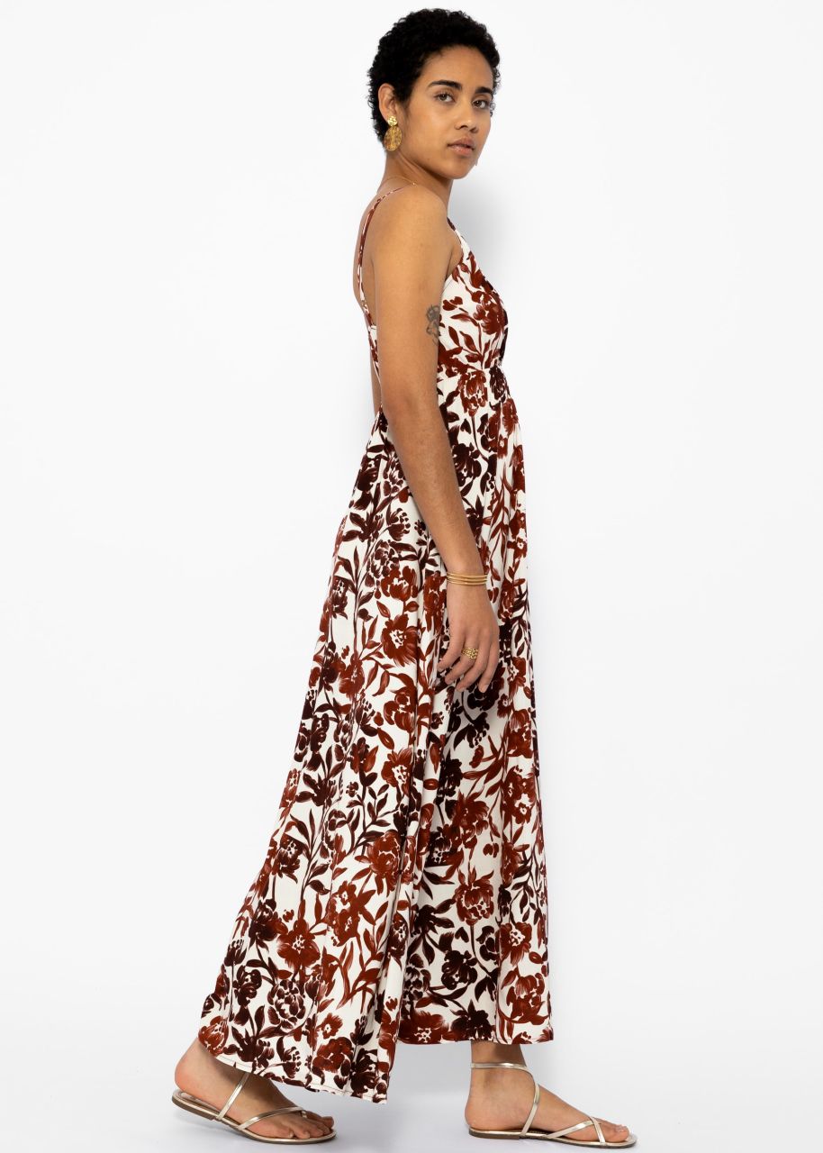 Strap dress with floral print - offwhite