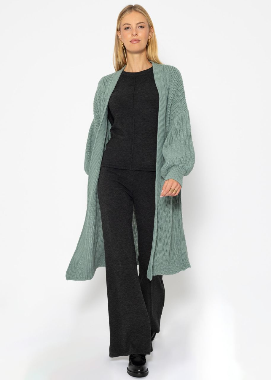 Maxi cardigan with pockets - pastel green