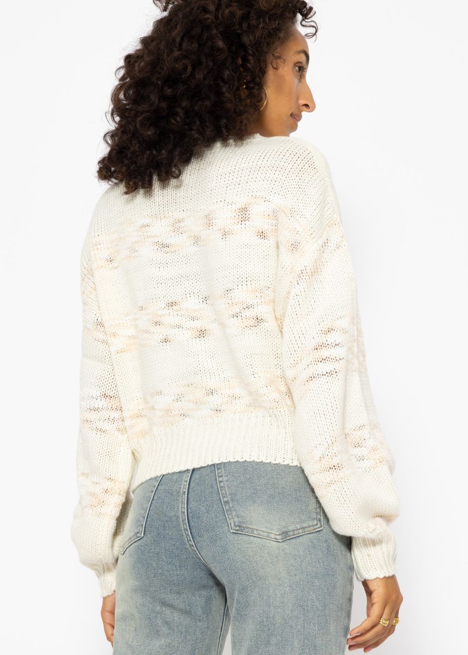 Sweater with multicolor stripes - offwhite-beige