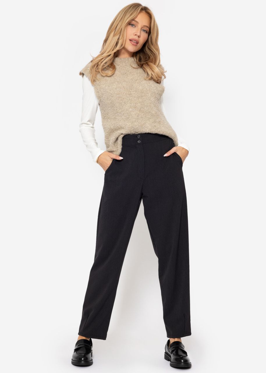 Trousers with fine pinstripes - black