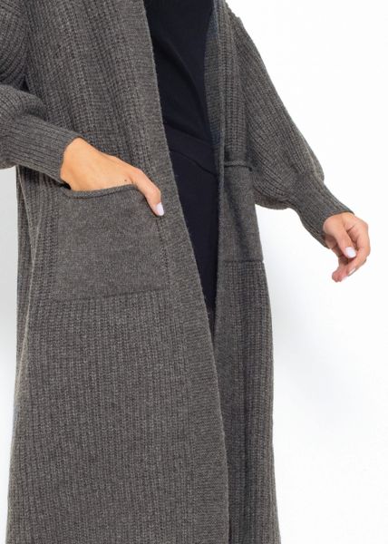 Long super soft cardigan with pockets - dark grey