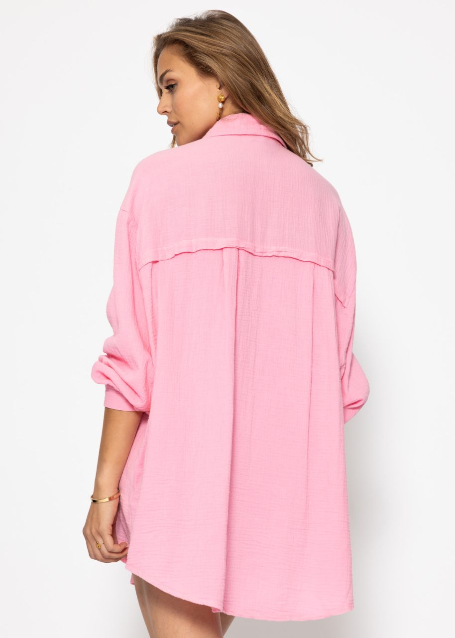 Muslin blouse oversize, baby pink