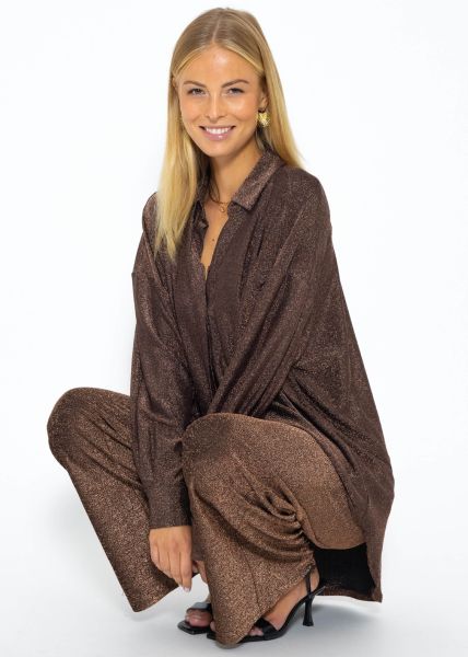 Oversize Lurex Blouse - brown