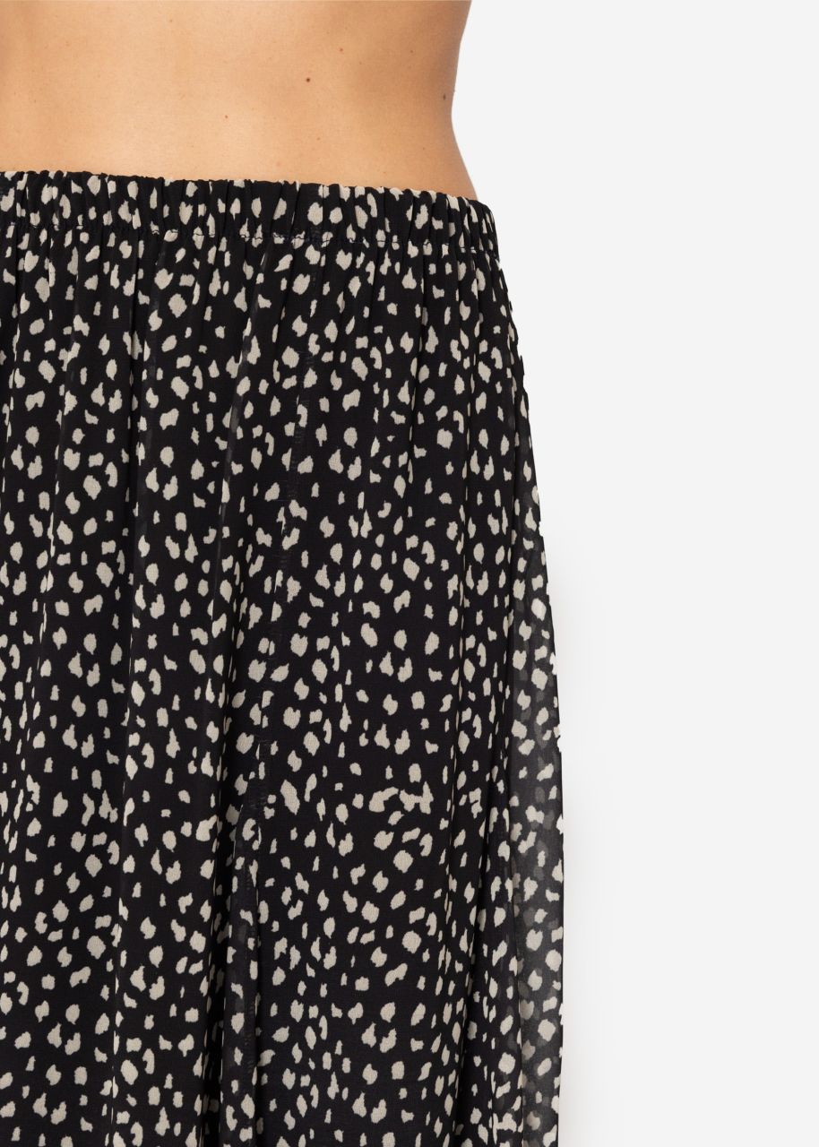 Long chiffon skirt with print - black