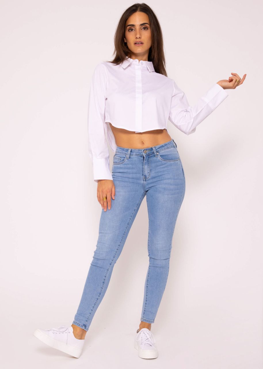 Short cotton blouse, white