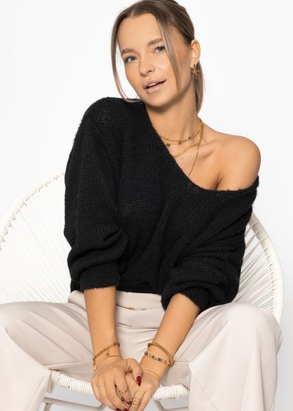 V-neck jumper - black