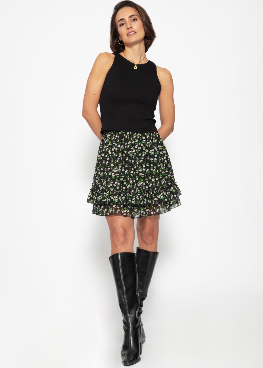 Floral skirt - black