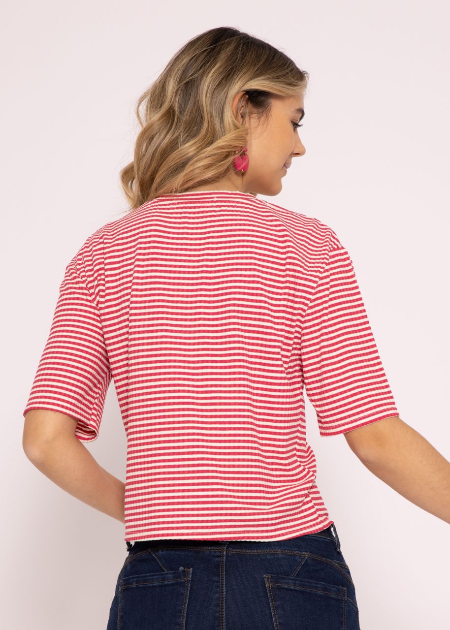 Striped Rip Jersey T-Shirt, Pink/White