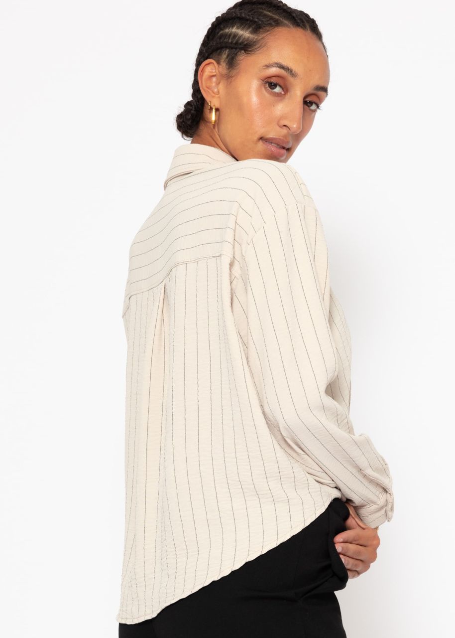 Striped blouse with knot - beige