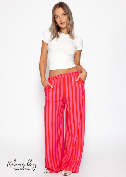 Striped trousers with wide leg - pink
