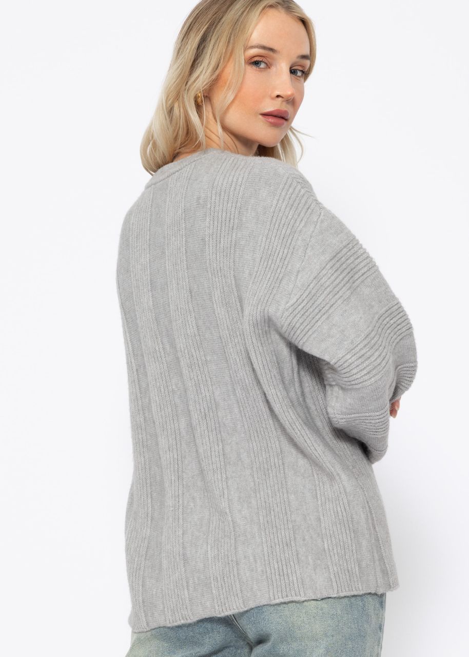 Jumper with ribbed stripe pattern - grey