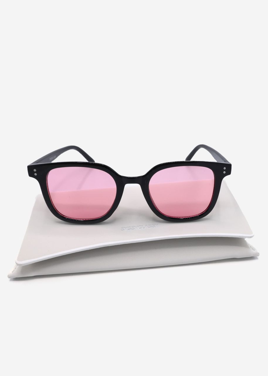 Sunglasses with pink tinted lenses - black