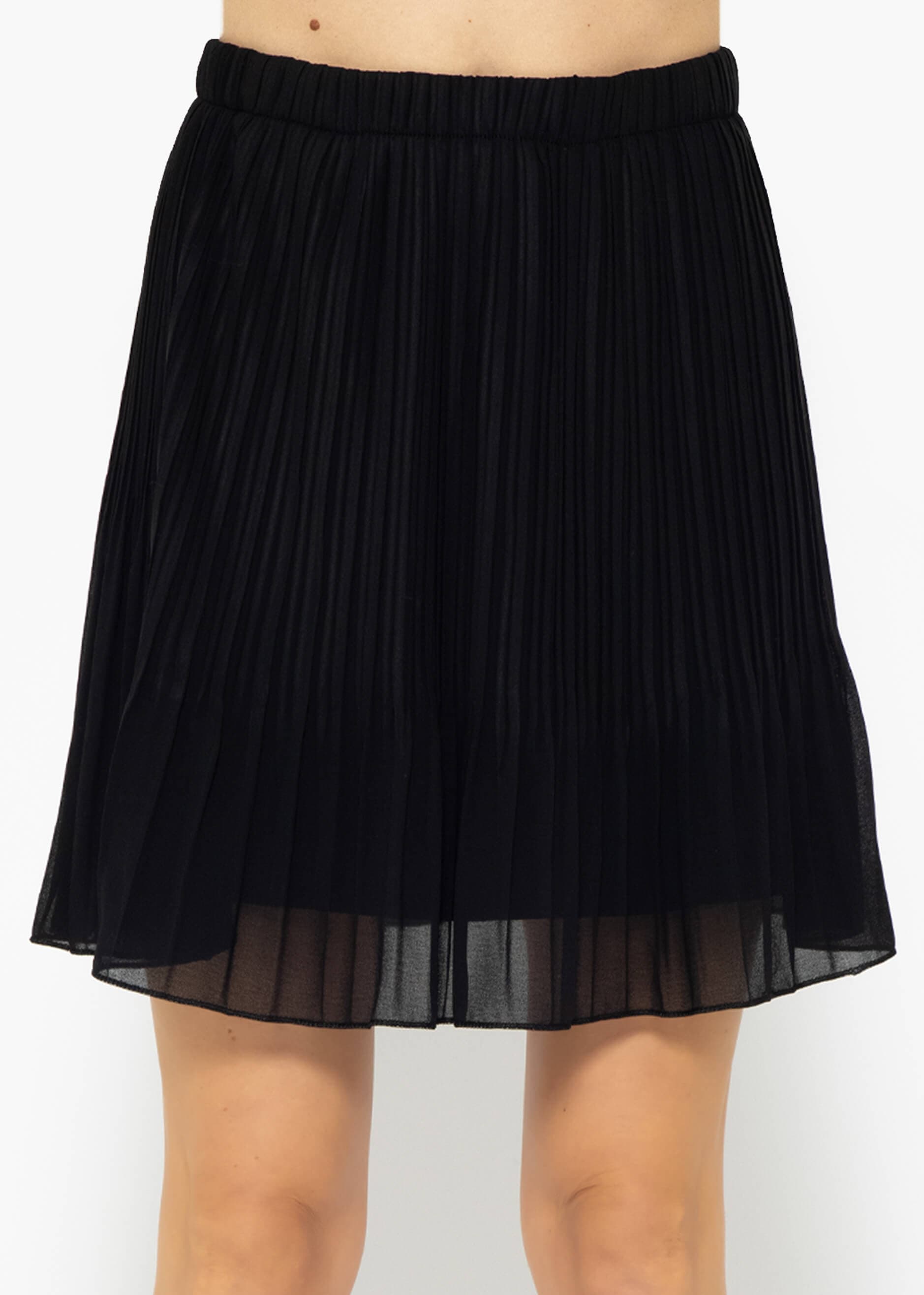 Pleated chiffon skirt, black