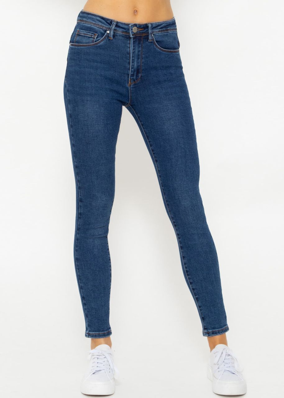 Stretchy Mid Waist Push Up Jeans - blue