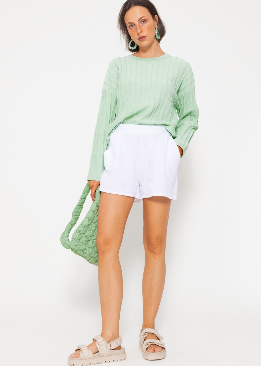 Fine sweater with ribbed texture - sage green