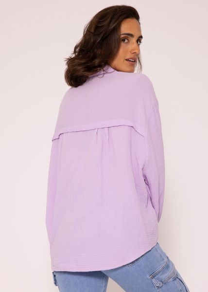 Muslin blouse oversize, short, lilac