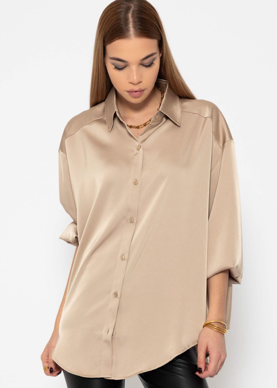 Oversized satin blouse in champagner