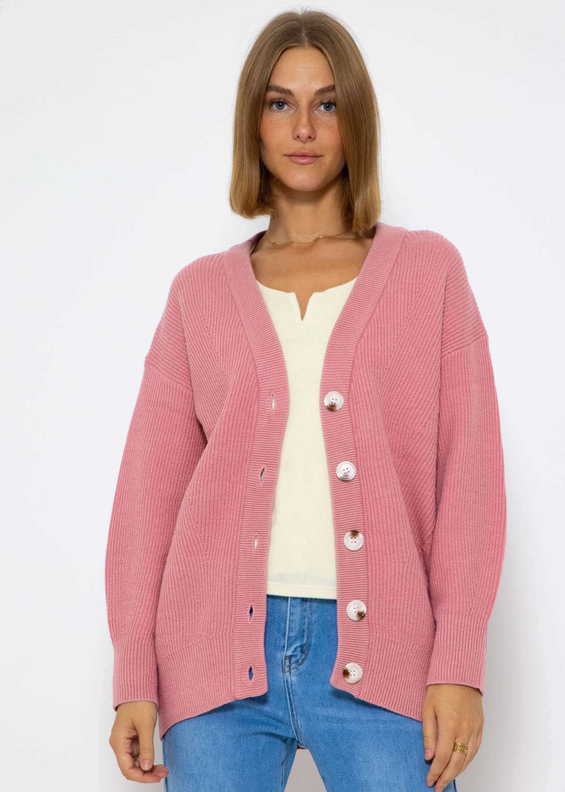 V-neck cardigan - pink