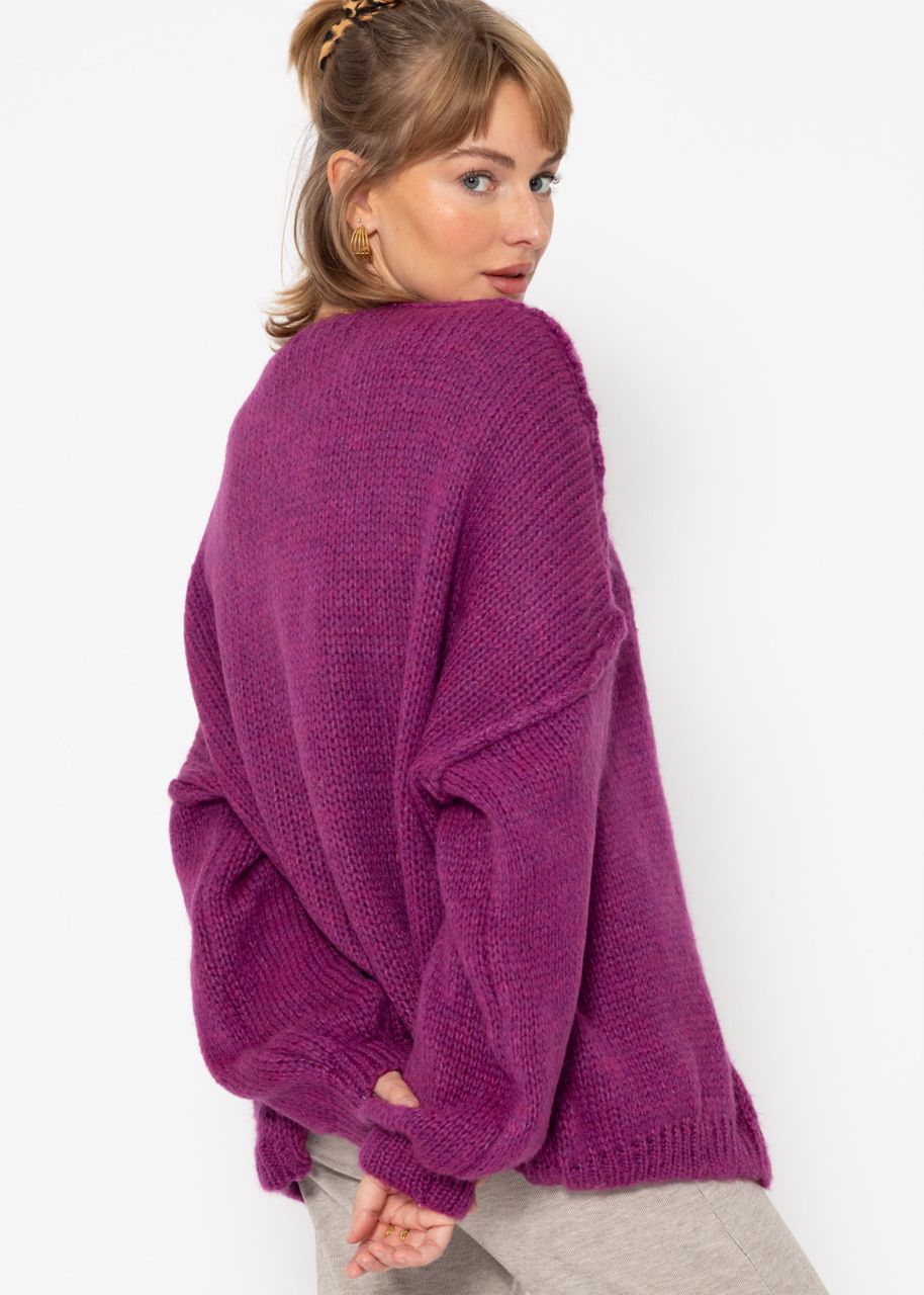 Casual cardigan with outer seams - purple