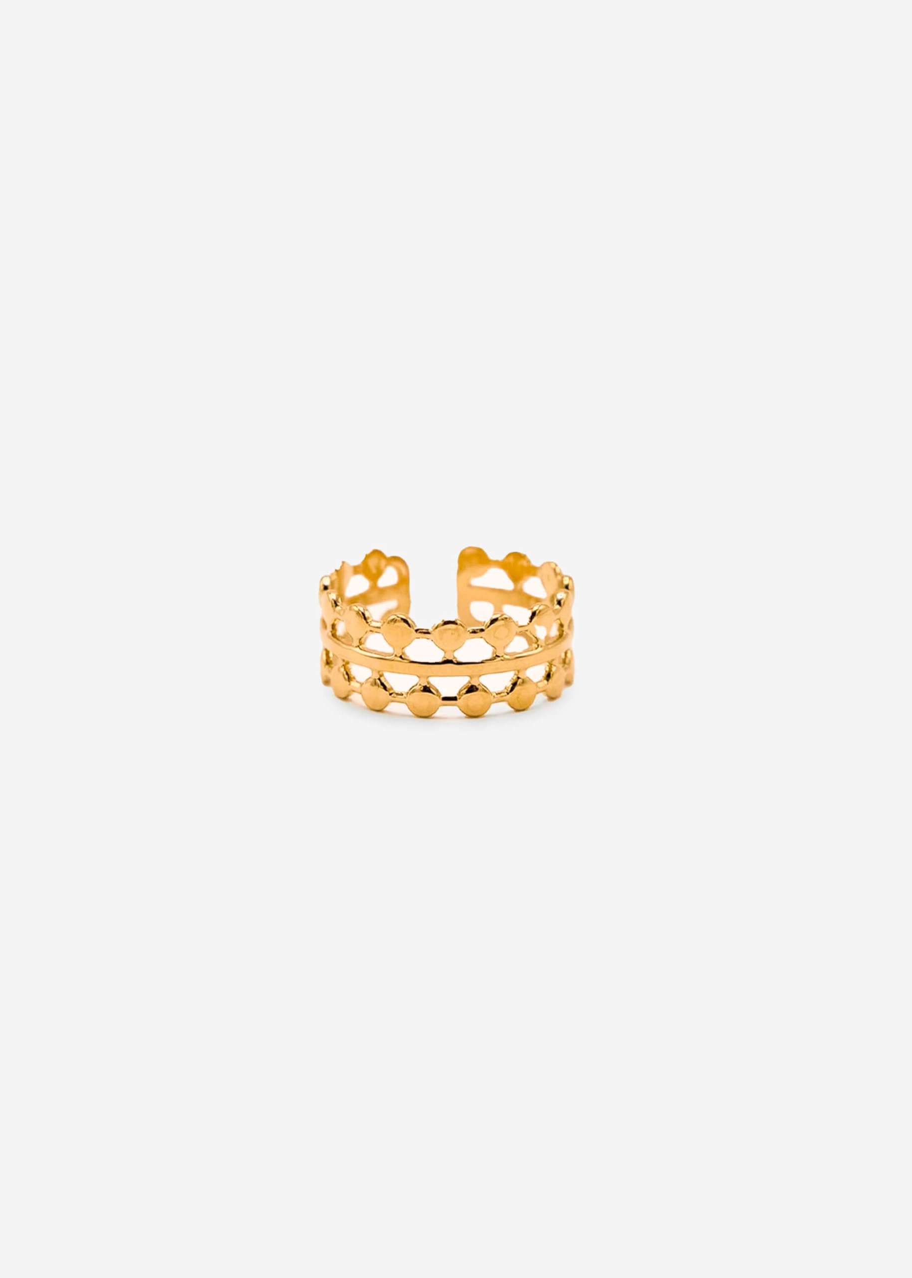 Filigree ring with 3 bars, gold