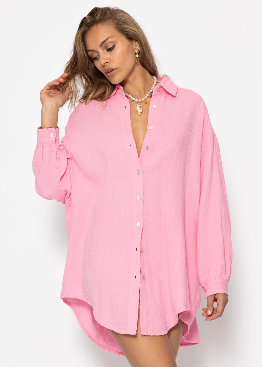 Muslin blouse oversize, baby pink