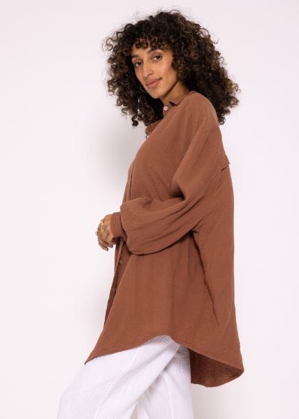 Muslin blouse oversize, cafelatte