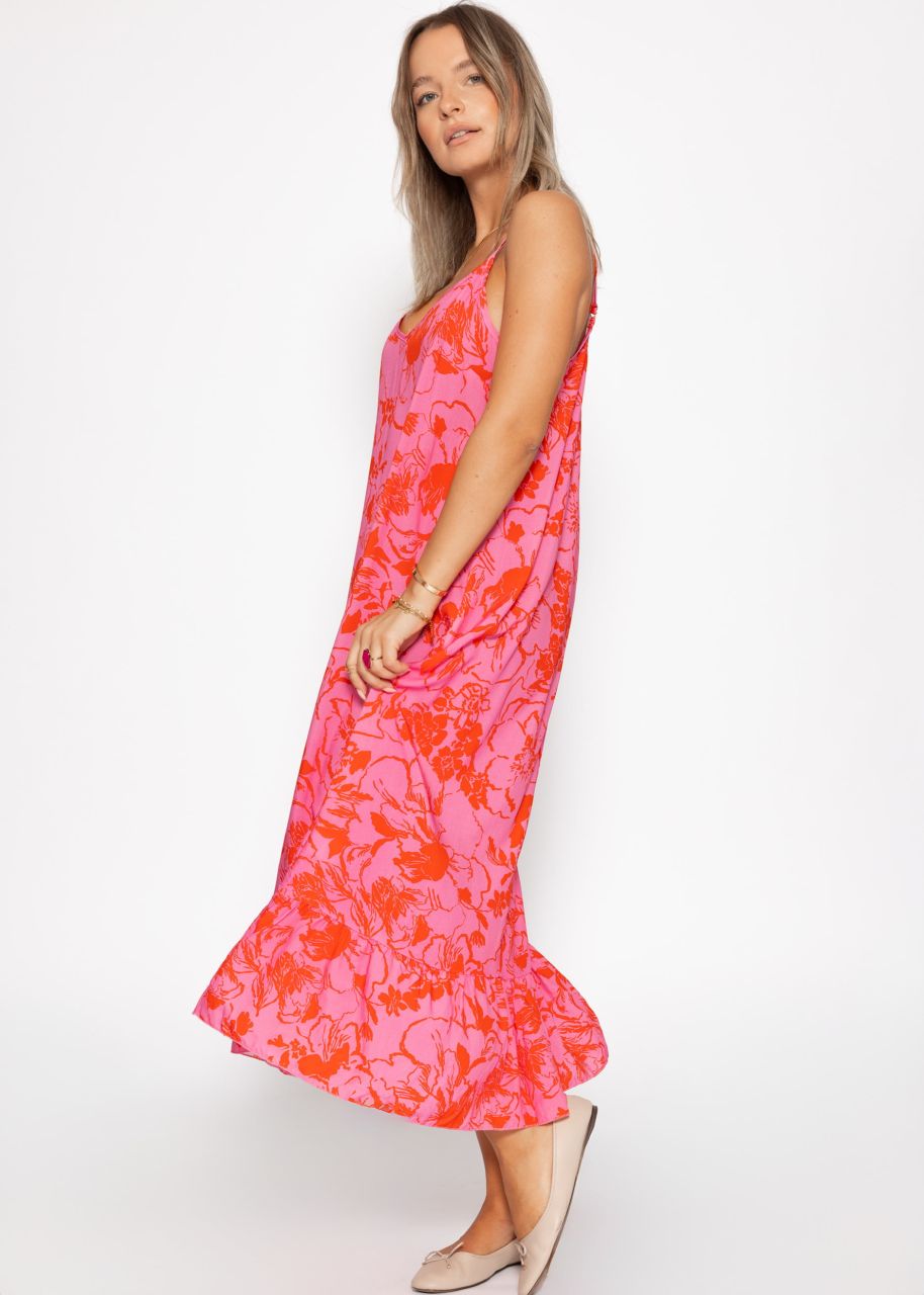 Maxi dress with floral print - pink