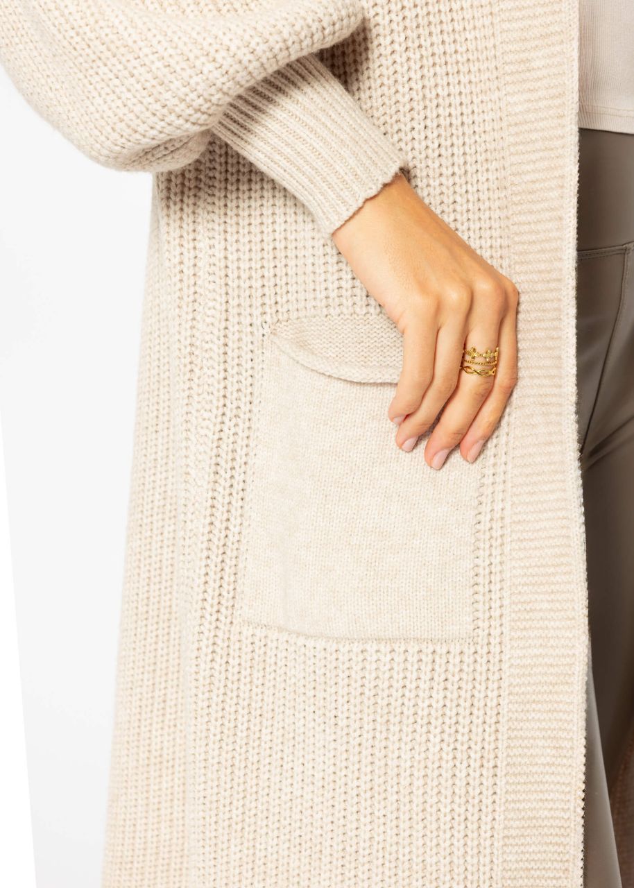 Long super soft cardigan with pockets - beige