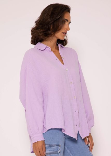 Muslin blouse oversize, short, lilac