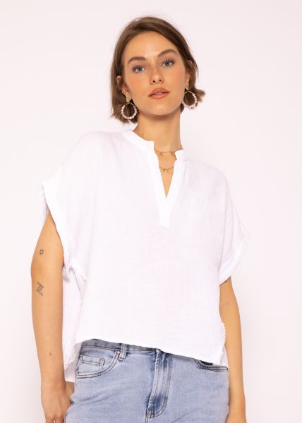 Muslin shirt with pocket, white