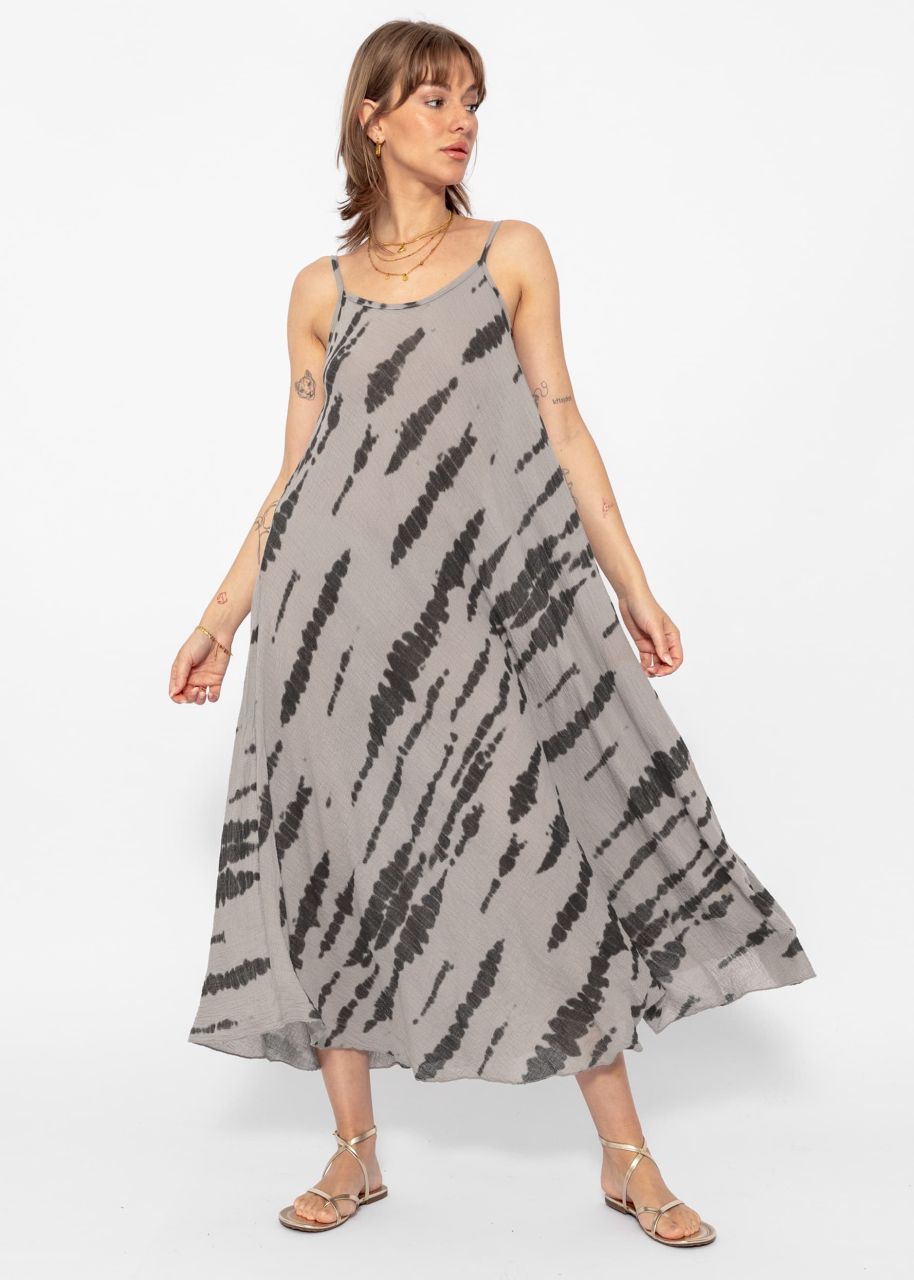 Muslin beach dress with zebra print - taupe